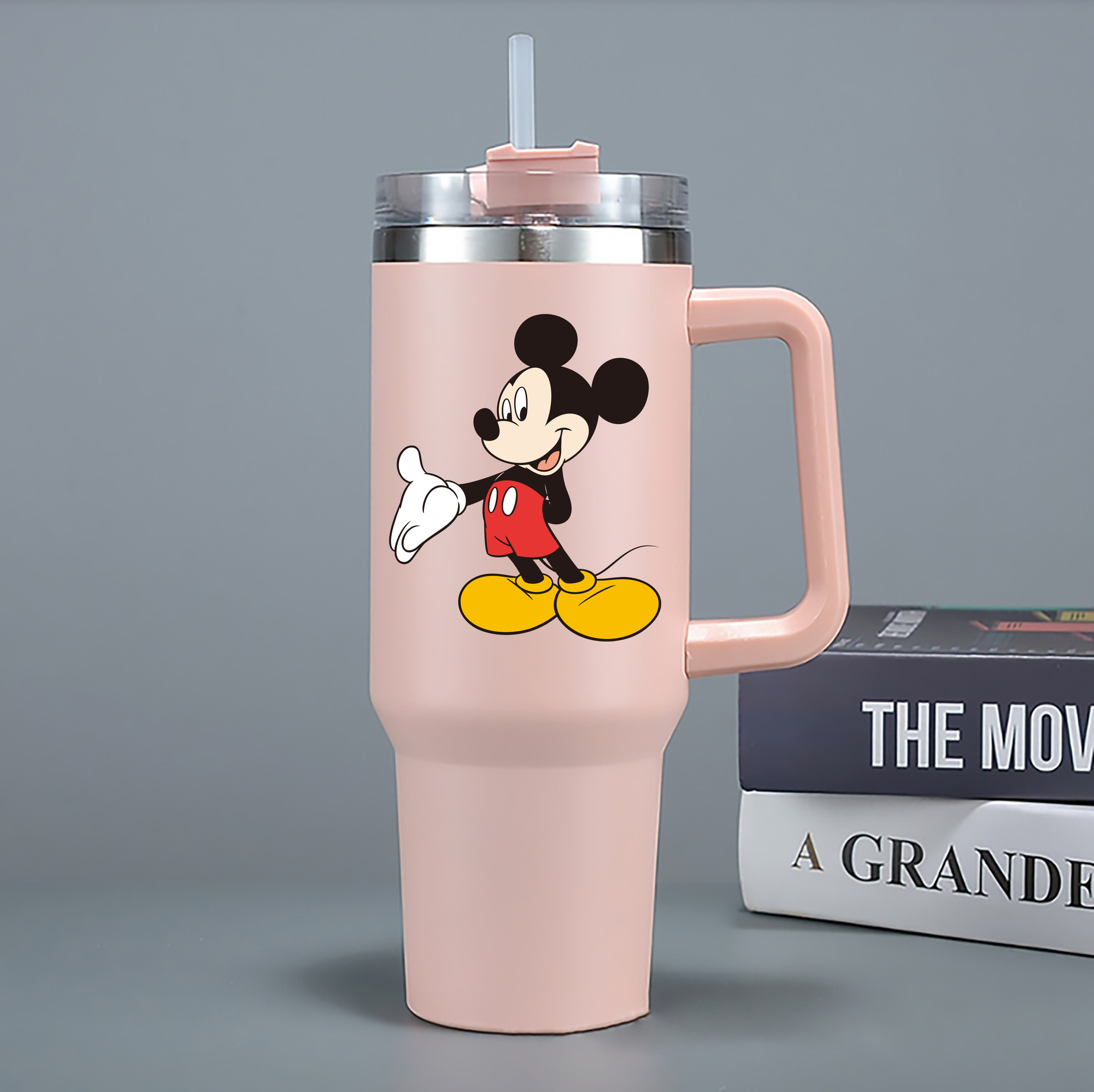 （画像用） ミッキーマウス Mickey Mouse 1200mL車用タンブラー - クリスタルステッカー（プラスチックストロー付き）